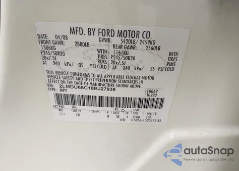 2008 Lincoln Mkx from USA, damaged, VIN 2LMDU68C18BJ27938